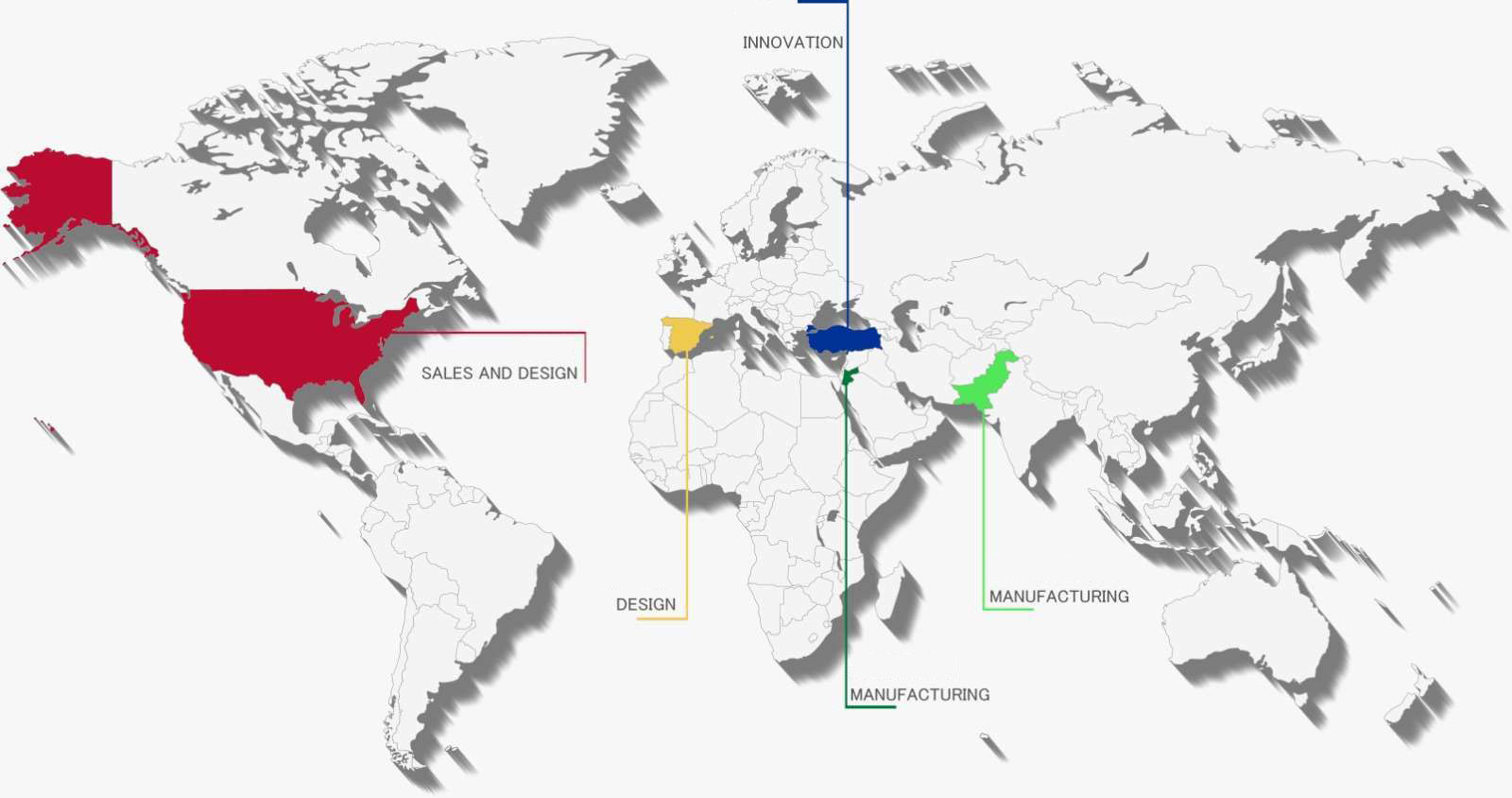 World map with locations
